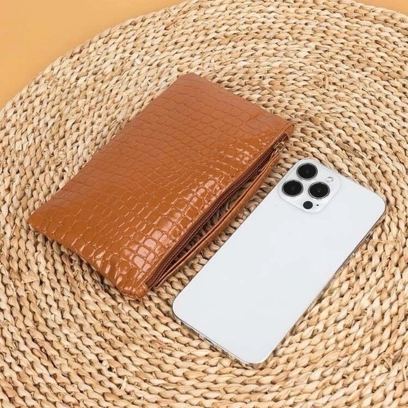 Embossed Brown Wristlet Long Wallet - Picture 5 of 6